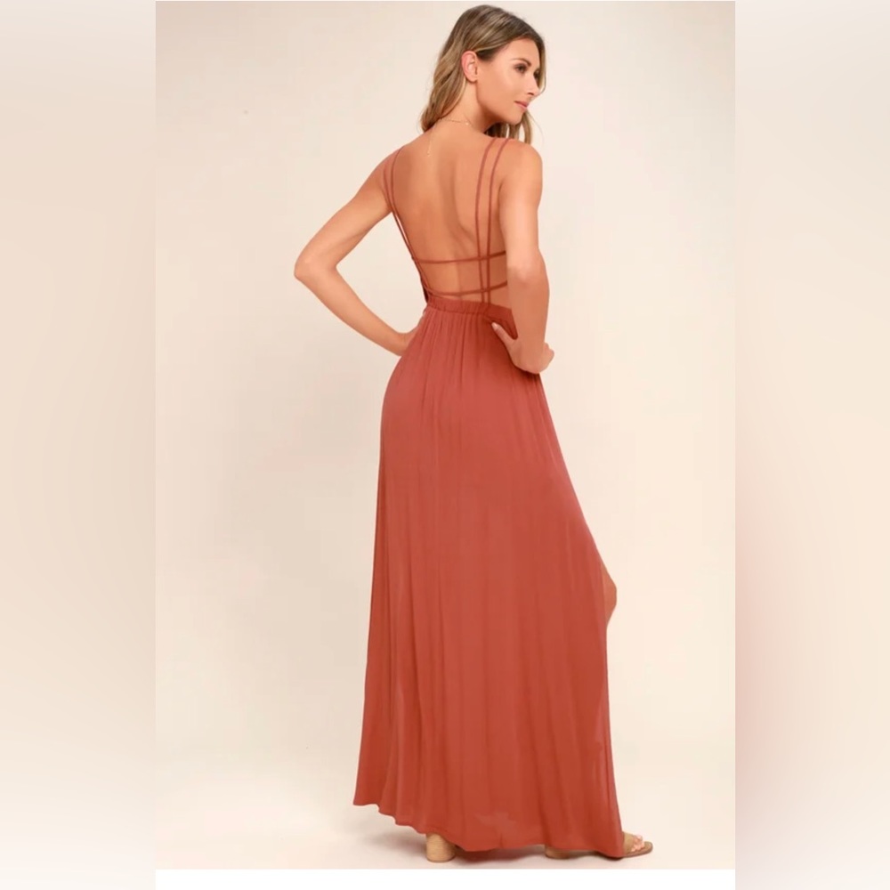 Lulus Lost in Paradise Rusty Rose Maxi